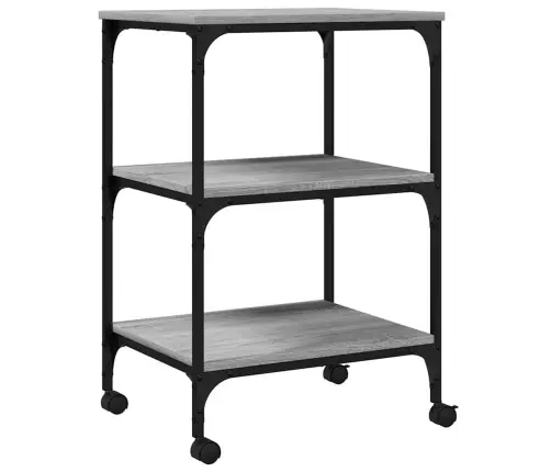 Printera Statīvs, 3 Līmeņi, Pelēks, 50X41X75 Cm, Koks Vidaxl