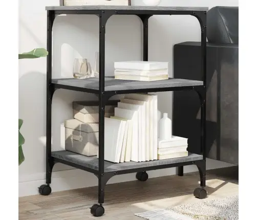 Printera Statīvs, 3 Līmeņi, Pelēks, 50X41X75 Cm, Koks Vidaxl