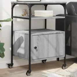 Spausdintuvo Stovas, 3 Aukštų, Pilkas, 50X40X76cm Mediena