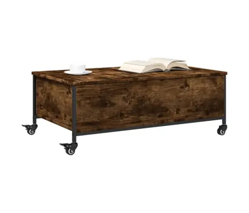 Kafijas Galdiņš Ar Riteņiem, Ozolkoka, 91X55X34 Cm, Koks Vidaxl