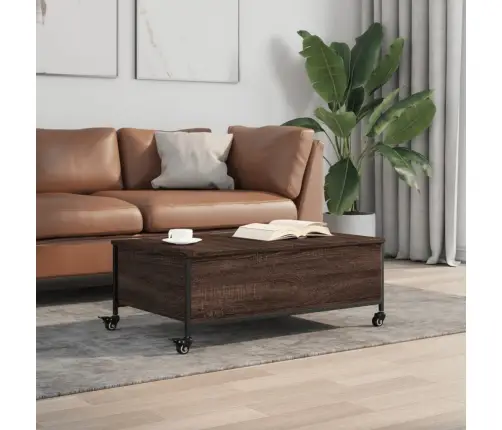 Ratastega Kohvilaud, Pruun Tamm, 91 X 55 X 34 cm Tehispuit
