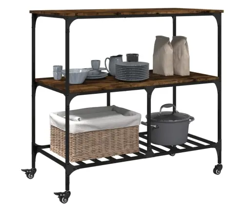 Köögikäru, Suitsutatud Tamm, 100 X 50 X 95 cm Tehispuit