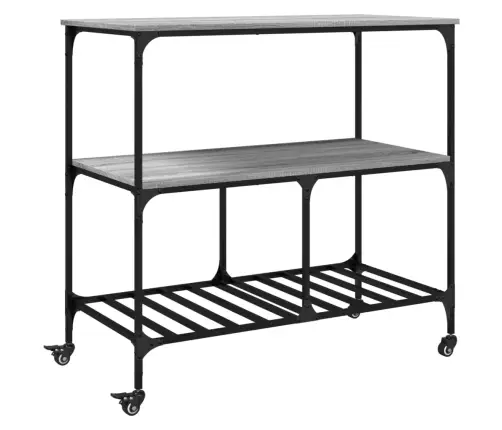 Virtuves Ratiņi, Pelēka Koka, 100X50X95 Cm, Inženierijas Koks Vidaxl