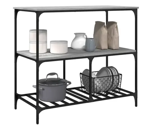 Virtuves Ratiņi, Pelēka Koka, 100X50X95 Cm, Inženierijas Koks Vidaxl