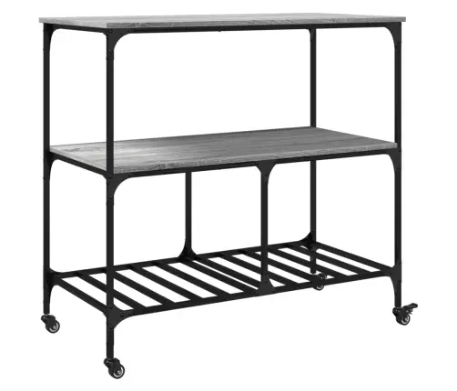 Virtuves Ratiņi, Pelēka Koka, 100X50X95 Cm, Inženierijas Koks Vidaxl