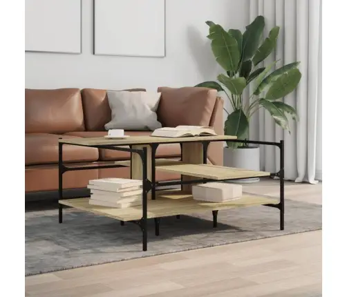 Kafijas Galdiņš, Ozola Krāsa, 100X100X48,5Cm, Inženierijas Koks Vidaxl