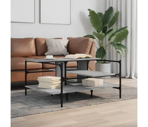 Kafijas Galdiņš, Pelēka Ozola,100X100X48,5Cm, Inženierijas Koks Vidaxl