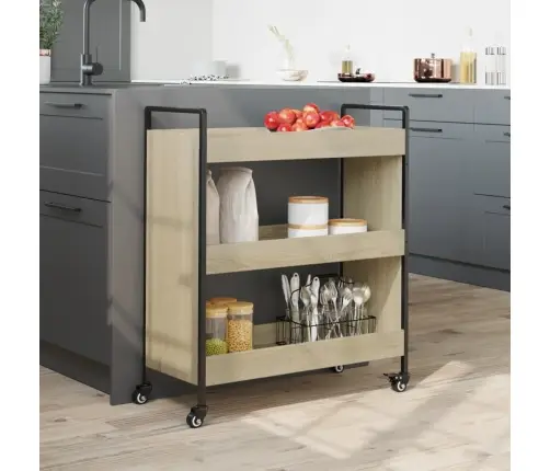 Virtuvės Vežimėlis, Ąžuolo, 70X30X82cm Apdirbta Mediena