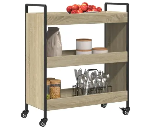 Virtuvės Vežimėlis, Ąžuolo, 70X30X82cm Apdirbta Mediena