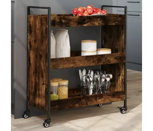 Virtuvės Vežimėlis, Dūminio Ąžuolo, 70X30X82cm Mediena