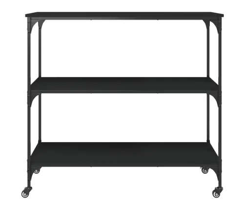 Virtuvės Vežimėlis, Juodas, 102X50X95cm Apdirbta Mediena