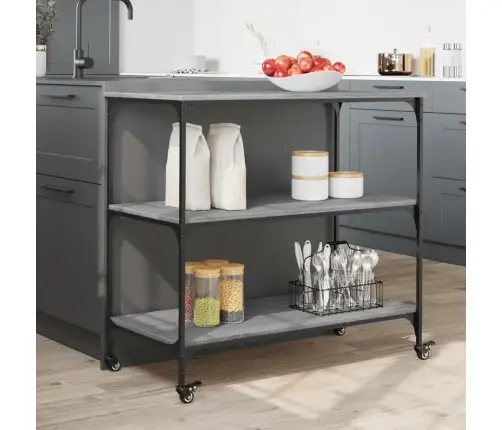 Virtuves Ratiņi, Pelēka Koka, 102X50X95 Cm, Inženierijas Koks Vidaxl