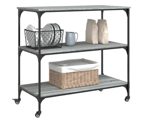 Virtuves Ratiņi, Pelēka Koka, 102X50X95 Cm, Inženierijas Koks Vidaxl