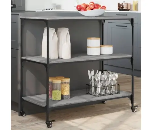 Virtuves Ratiņi, Pelēka Koka, 102X50X95 Cm, Inženierijas Koks Vidaxl