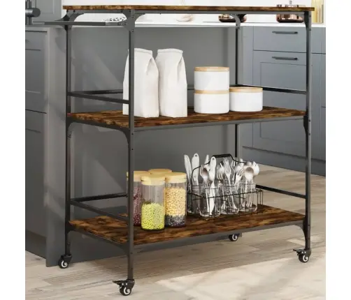 Virtuves Ratiņi, Ozola Krāsa, 100,5X50X105Cm, Inženierijas Koks Vidaxl