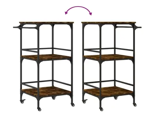 Köögikäru, Suitsutatud Tamm, 60,5 X 50 X 105 cm Tehispuit