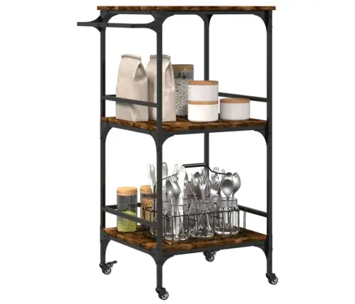 Köögikäru, Suitsutatud Tamm, 60,5 X 50 X 105 cm Tehispuit