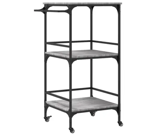 Virtuves Ratiņi, Pelēka Koka, 60,5X50X105 Cm, Inženierijas Koks Vidaxl