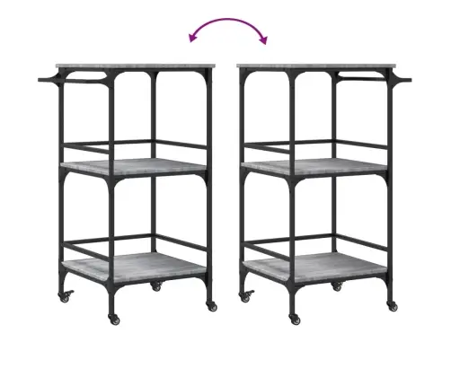 Virtuves Ratiņi, Pelēka Koka, 60,5X50X105 Cm, Inženierijas Koks Vidaxl