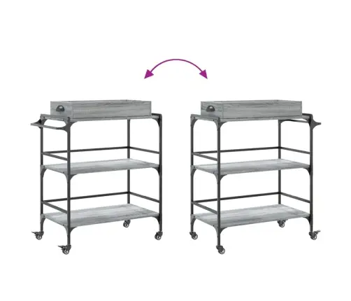 Virtuves Ratiņi, Pelēka Koka, 81,5X41X92,5Cm, Inženierijas Koks Vidaxl