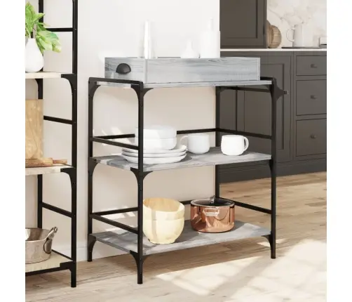 Virtuves Ratiņi, Pelēka Koka, 81,5X41X92,5Cm, Inženierijas Koks Vidaxl