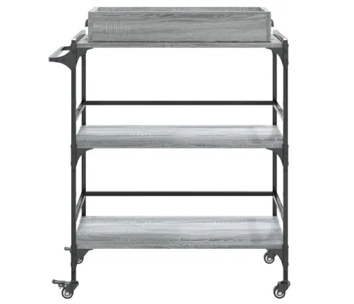 Virtuves Ratiņi, Pelēka Koka, 81,5X41X92,5Cm, Inženierijas Koks Vidaxl