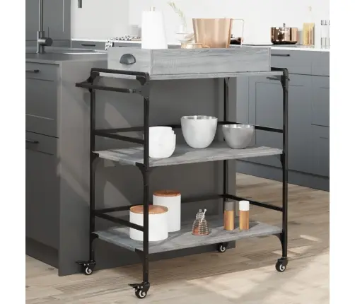 Virtuves Ratiņi, Pelēka Koka, 81,5X41X92,5Cm, Inženierijas Koks Vidaxl