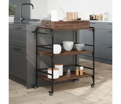 Virtuves Ratiņi, Brūna Ozola, 81,5X41X92,5Cm, Inženierijas Koks Vidaxl