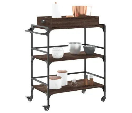 Virtuves Ratiņi, Brūna Ozola, 81,5X41X92,5Cm, Inženierijas Koks Vidaxl