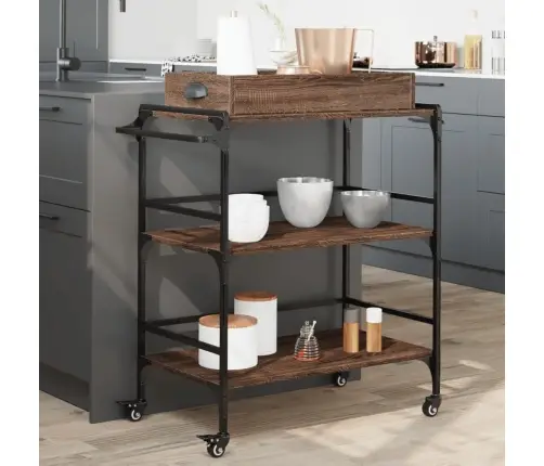 Virtuves Ratiņi, Brūna Ozola, 81,5X41X92,5Cm, Inženierijas Koks Vidaxl