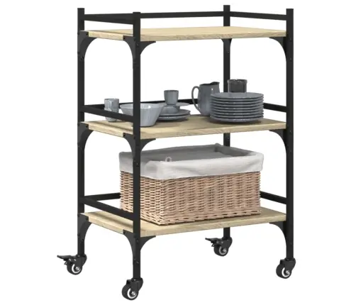 Virtuvės Vežimėlis, Ąžuolo, 50X35X75,5cm Apdirbta Mediena