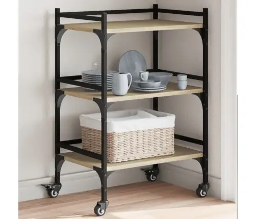 Virtuvės Vežimėlis, Ąžuolo, 50X35X75,5cm Apdirbta Mediena