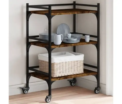 Virtuvės Vežimėlis, Dūminio Ąžuolo, 50X35X75,5cm Mediena