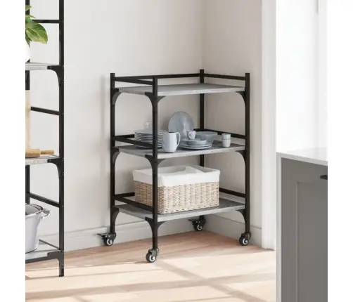 Virtuvės Vežimėlis, Pilkas Ąžuolo, 50X35X75,5cm Mediena