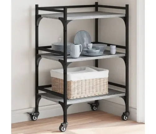 Virtuvės Vežimėlis, Pilkas Ąžuolo, 50X35X75,5cm Mediena