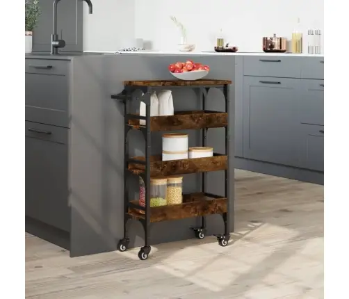 Virtuvės Vežimėlis, Dūminio Ąžuolo, 53X20X76cm Mediena