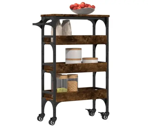 Virtuvės Vežimėlis, Dūminio Ąžuolo, 53X20X76cm Mediena