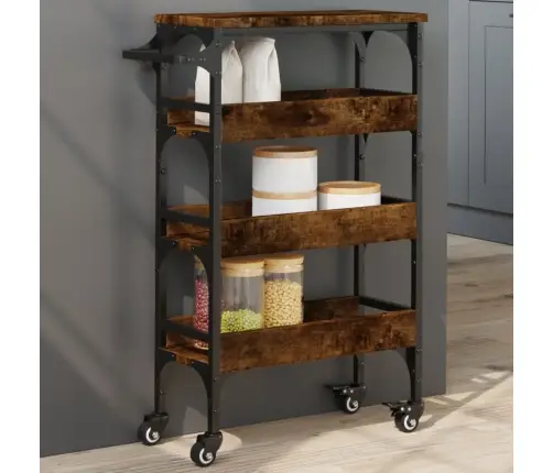 Virtuvės Vežimėlis, Dūminio Ąžuolo, 53X20X76cm Mediena