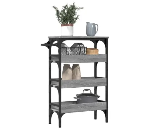 Virtuvės Vežimėlis, Pilkas Ąžuolo, 53X20X76cm Apdirbta Mediena