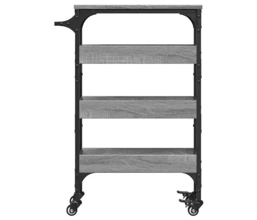 Virtuvės Vežimėlis, Pilkas Ąžuolo, 53X20X76cm Apdirbta Mediena