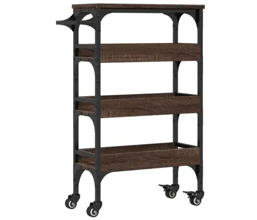 Virtuvės Vežimėlis, Rudas Ąžuolo, 53X20X76cm Apdirbta Mediena