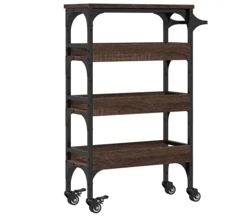 Virtuvės Vežimėlis, Rudas Ąžuolo, 53X20X76cm Apdirbta Mediena