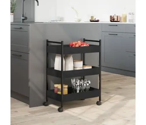 Virtuves Ratiņi, Melni, 50X30X70 Cm, Inženierijas Koks Vidaxl