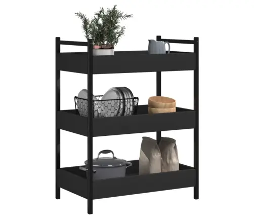 Virtuves Ratiņi, Melni, 50X30X70 Cm, Inženierijas Koks Vidaxl