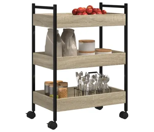 Virtuves Ratiņi, Ozolkoka Krāsa, 50X30X70 Cm, Inženierijas Koks Vidaxl