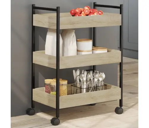 Virtuves Ratiņi, Ozolkoka Krāsa, 50X30X70 Cm, Inženierijas Koks Vidaxl