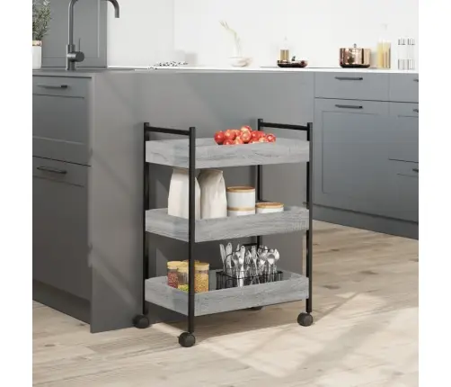 Virtuves Ratiņi, Pelēka Koka, 50X30X70 Cm, Inženierijas Koks Vidaxl