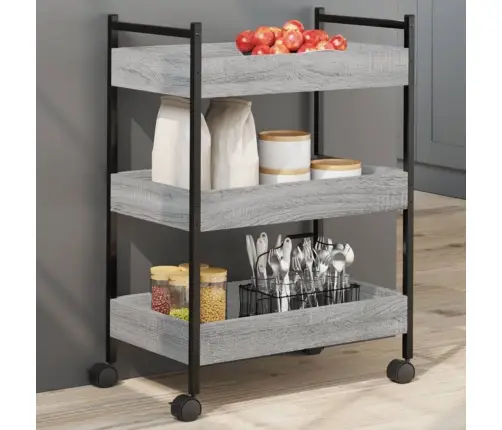 Virtuves Ratiņi, Pelēka Koka, 50X30X70 Cm, Inženierijas Koks Vidaxl