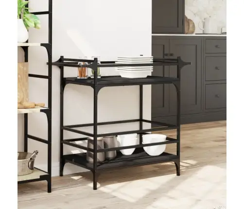 Köögikäru, Must, 82 X 40 X 78,5 cm Tehispuit