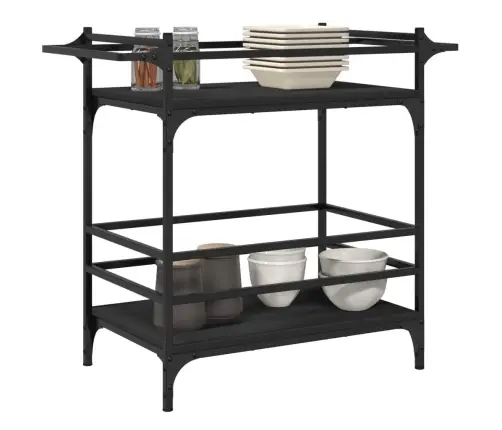 Köögikäru, Must, 82 X 40 X 78,5 cm Tehispuit